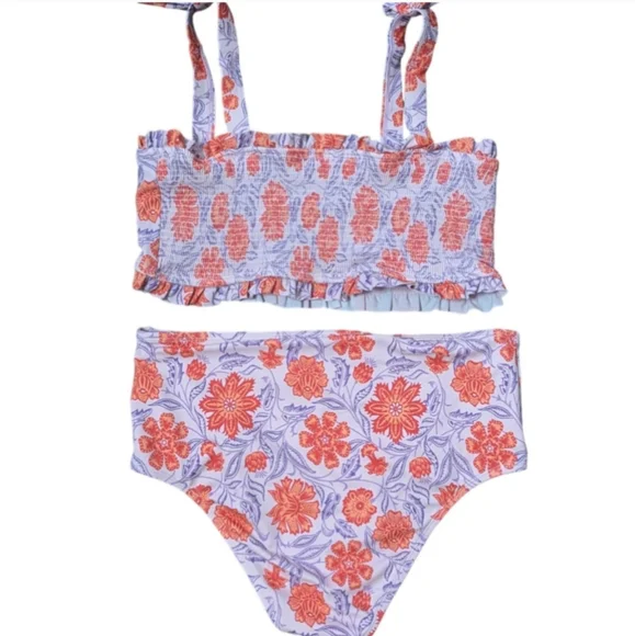 JANIE AND JACK FLORAL SMOCKED BACK 2-PIECE SWIMSUIT - Picture 12 of 12